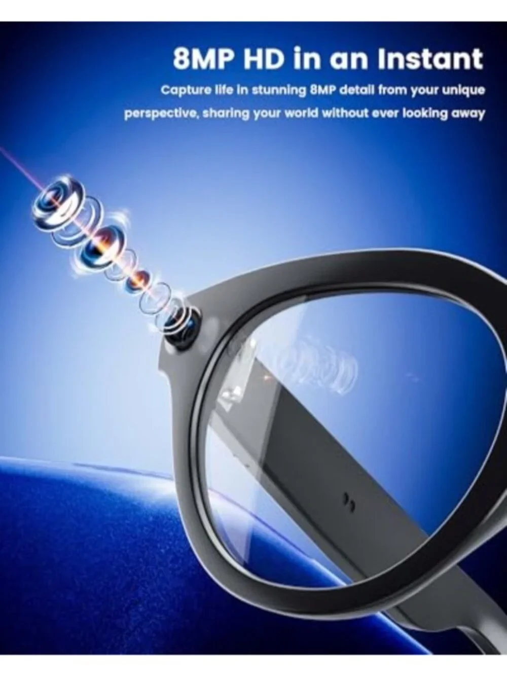 AI Smart Glasses with Camera, 8MP Camera, Real-Time Translation in 140+ Language